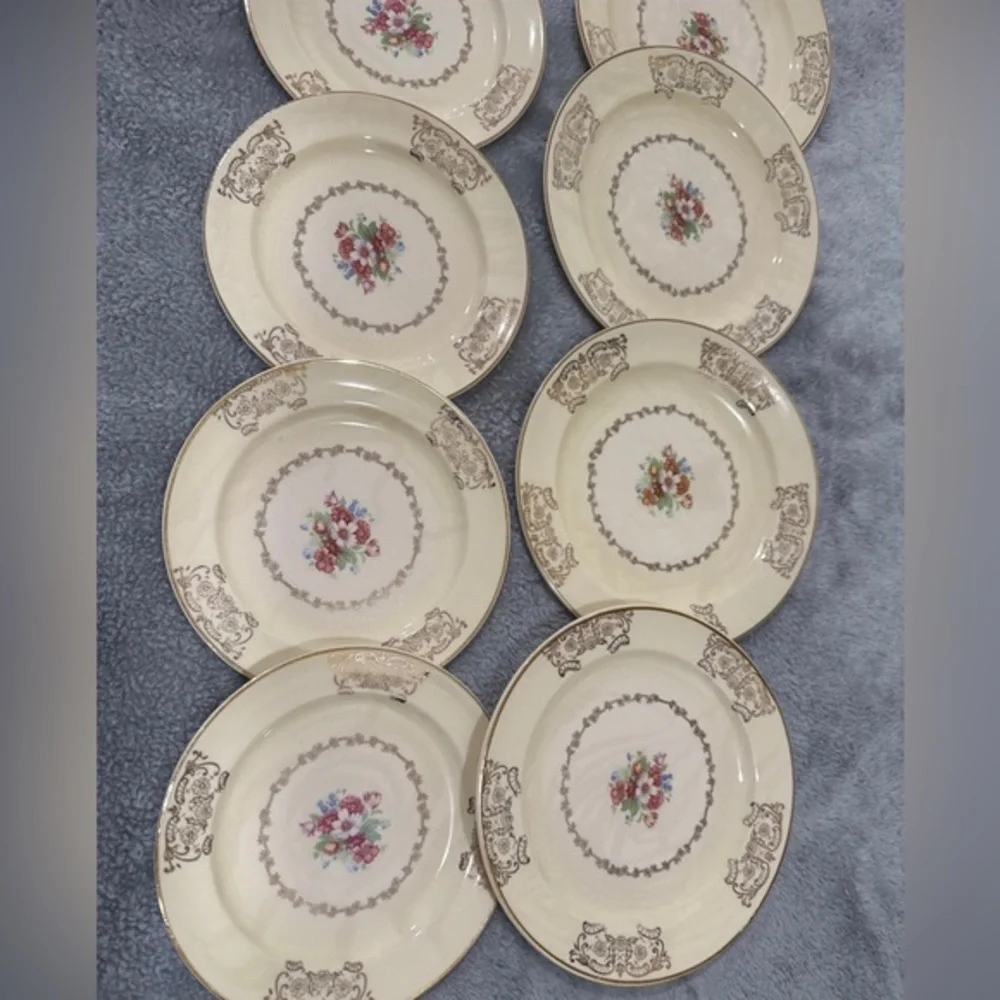 City Pottery set of 12 Vintage serving plates (22K gold trim design)Dinnerware